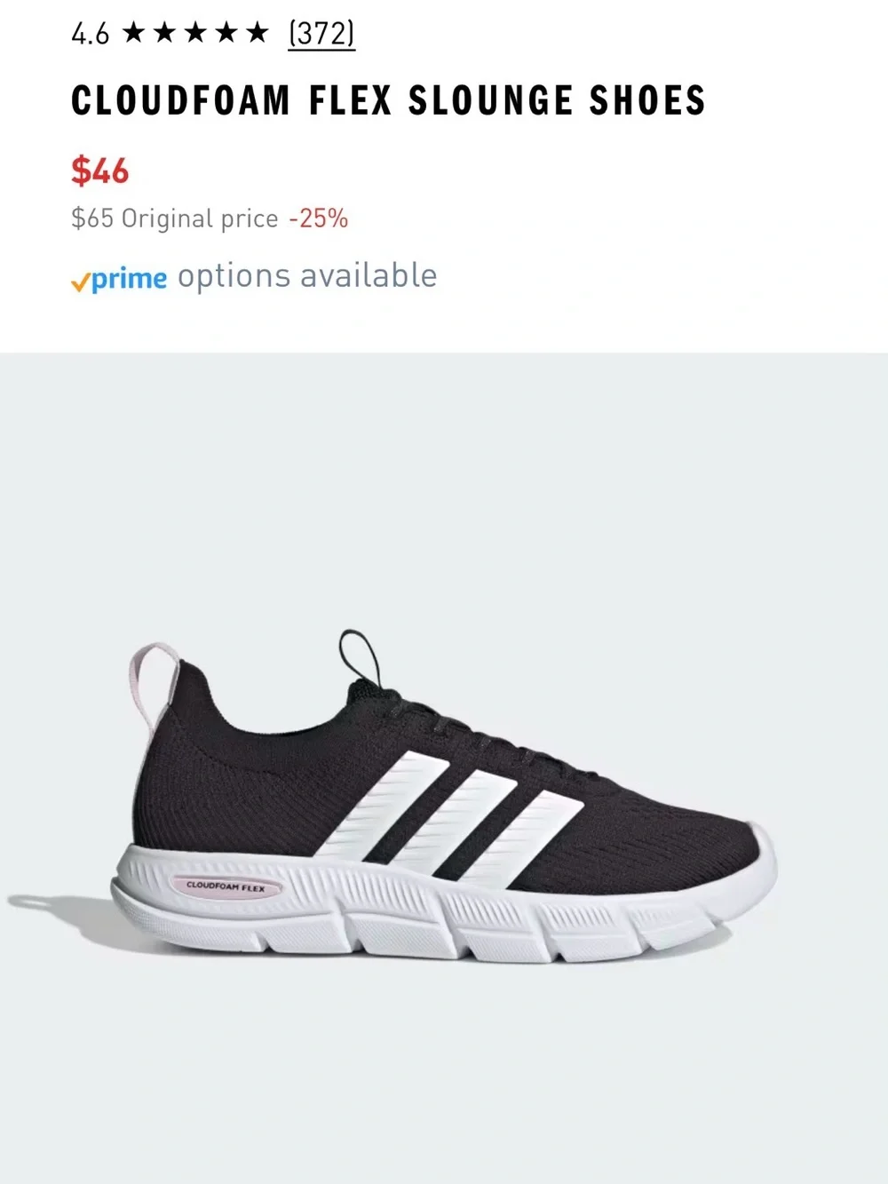 Adidas Cloudfoam Flex Slounge Shoes - Black/White